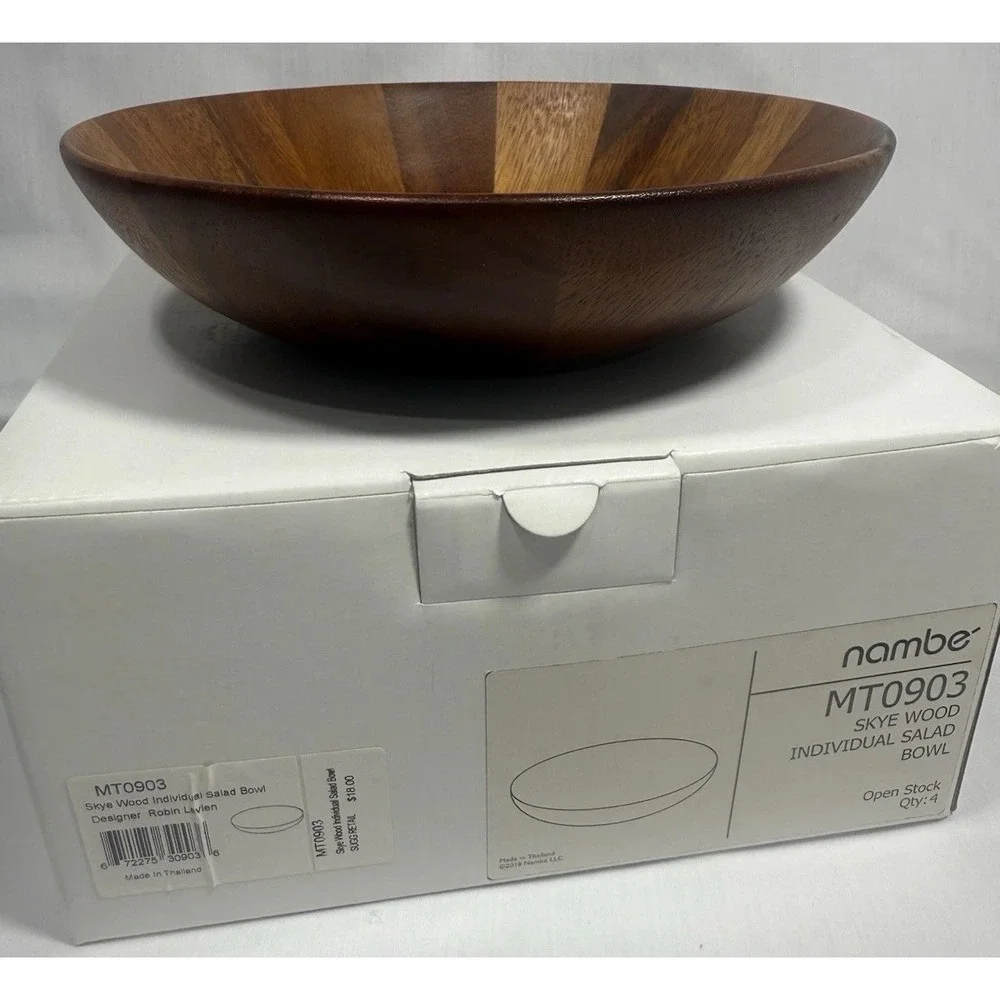 Nambe Skye Salad Bowl Wood Individual Acacia Wood‎ 9